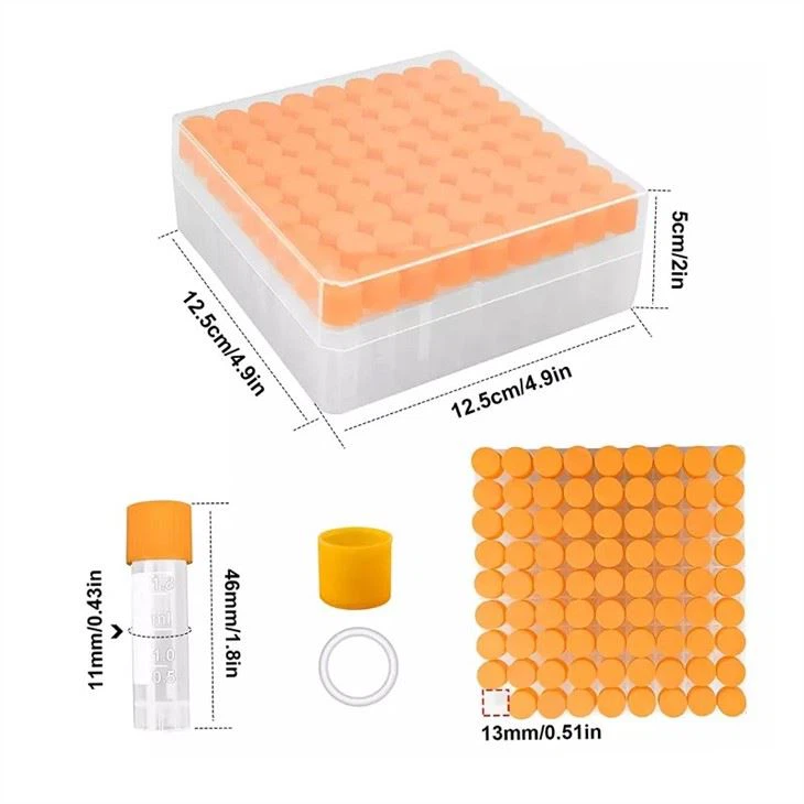 Lab Plastic 81 Well Cryovial Tube Box Storage Box With Lid - Image 3