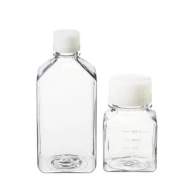 Laboratory Chemical Storage Bottle Clear Graduated Square Reagent Bottle Plastic Culture Media Bottle
