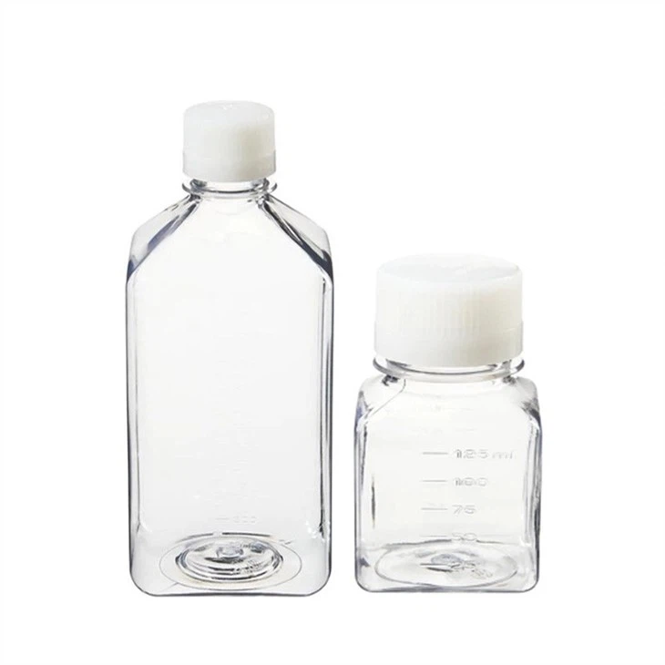 Laboratory Chemical Storage Bottle Clear Graduated Square Reagent Bottle Plastic Culture Media Bottle - Image 2