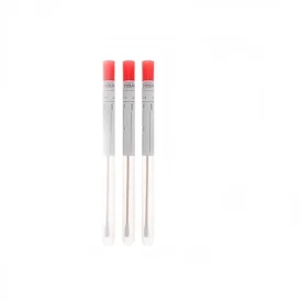 Disposable female swab transport medium container